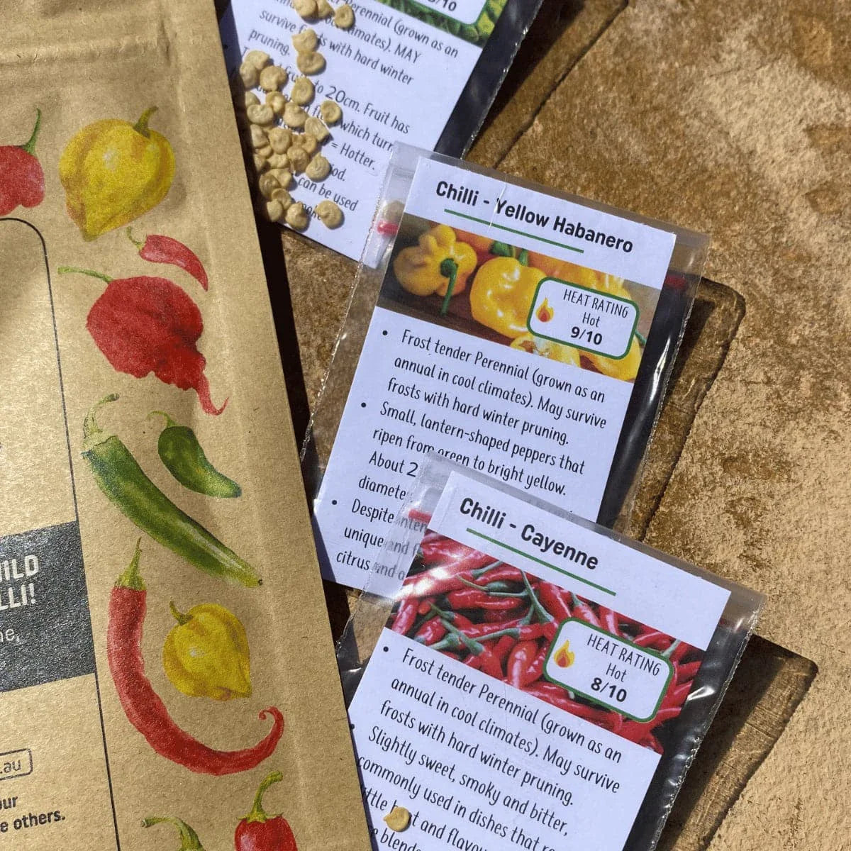 Two types of chili seeds packet