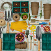 gardening tools flat lay