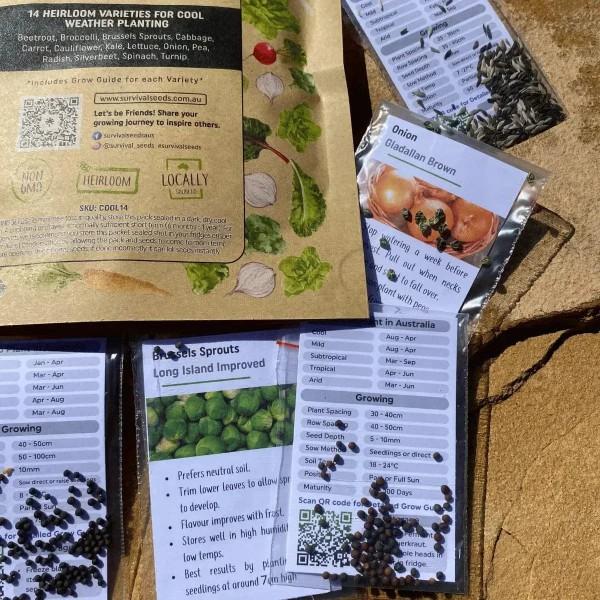 Autumn and winter heirloom vegetable seed collection for seasonal planting