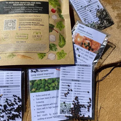 Autumn and winter heirloom vegetable seed collection for seasonal planting