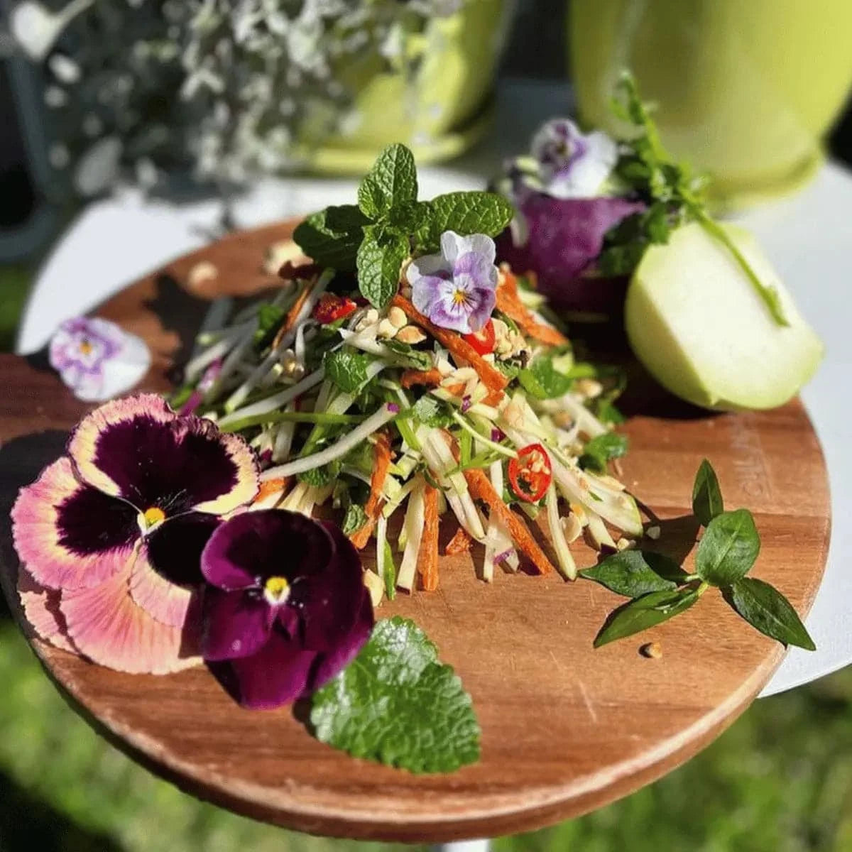 Heirloom Edible Flowers in plate