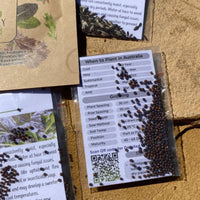 leafy green seed packet information close up