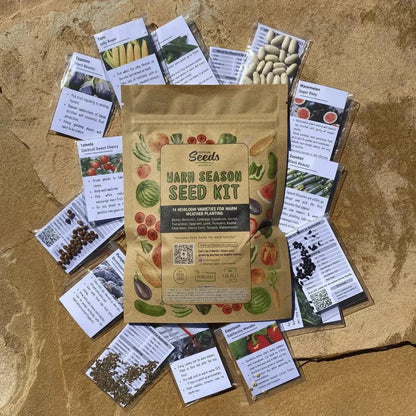 Spring and Summer Heirloom Vegetable Seed kit on table