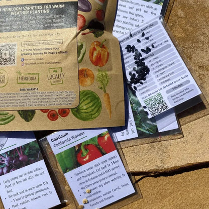 Close up of Spring and Summer Heirloom Vegetable Seed kit