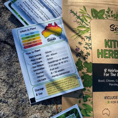 Heirloom kitchen herb seeds for year-round herb gardening