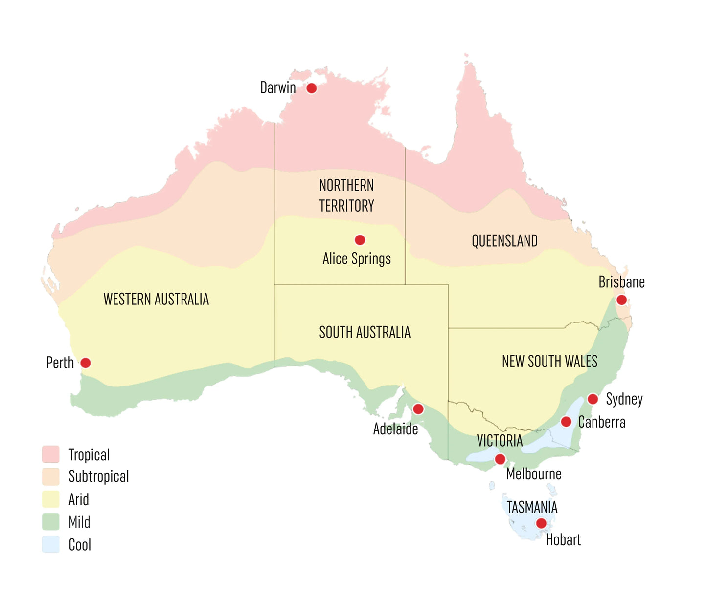 Climate zones map of Australia for seed subscription gardening.